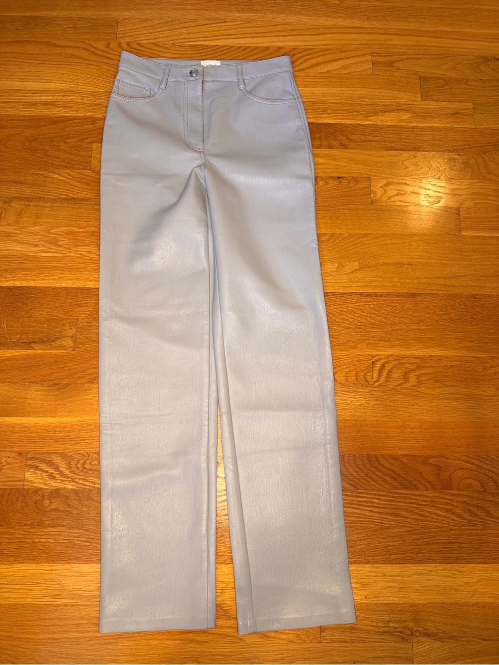 Wilfred Aritzia Faux Leather Straight Leg Pants Gray Size 2 NWOT Vegan Leather